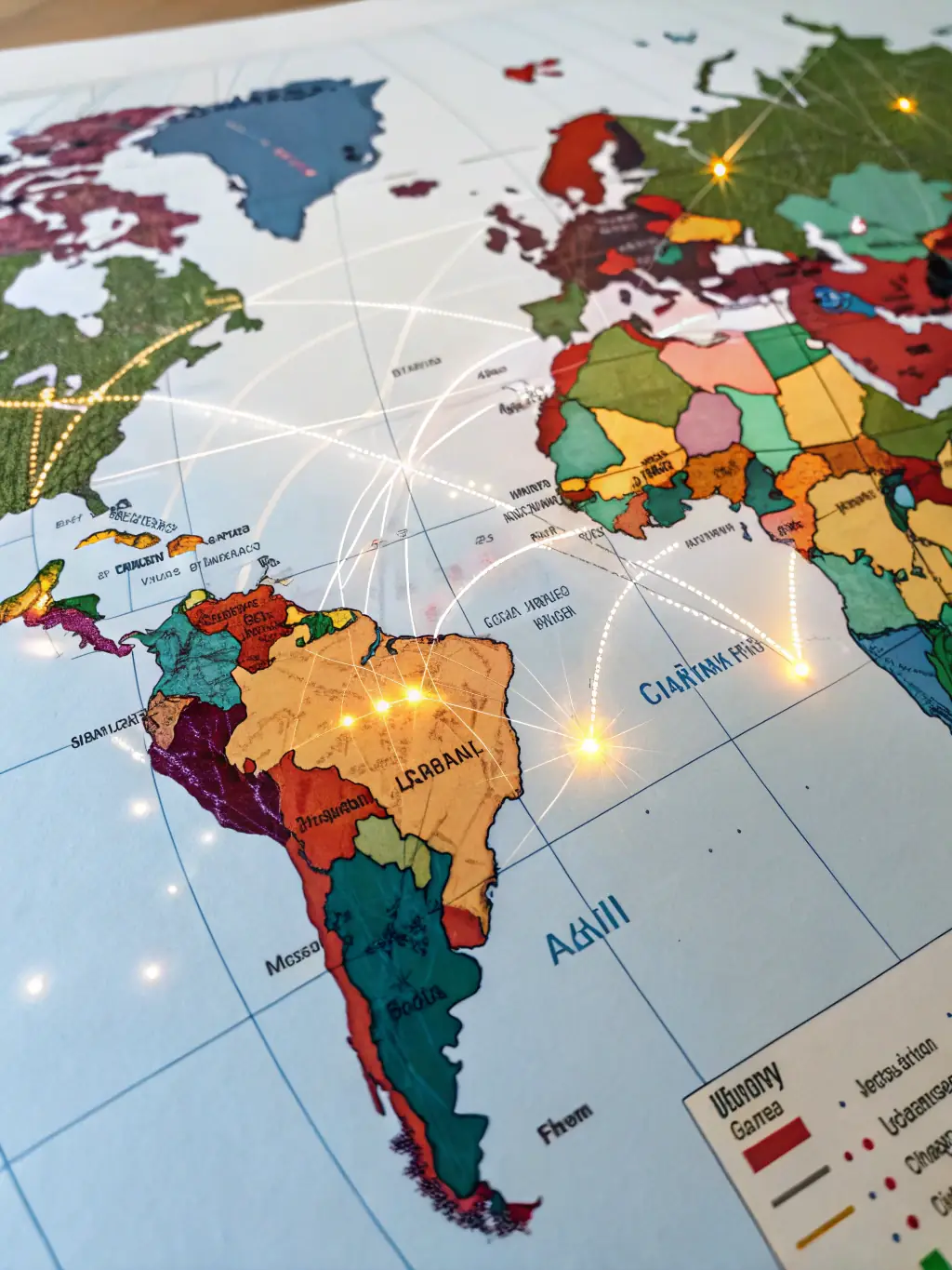 A dynamic image of a global financial market map with interconnected data points, symbolizing the global reach and comprehensive understanding of the firm's research capabilities.